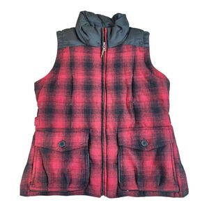 Bob Timberlake premium down feather vest sz med wool blend insulated plaid zip